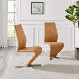 2x Willow Mustard Yellow Faux Leather 'Z' Dining Chairs - thumbnail 2