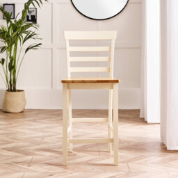 2x Rye Oak and Cream Wooden Bar Stools - thumbnail 3