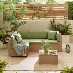 Orlando Beige Rattan & Green 4 Seat Modular Garden Sofa - thumbnail 4