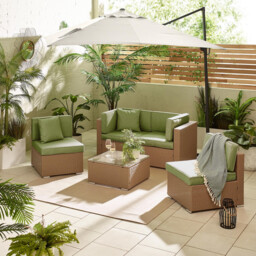 Orlando Beige Rattan & Green 4 Seat Modular Garden Sofa - thumbnail 2