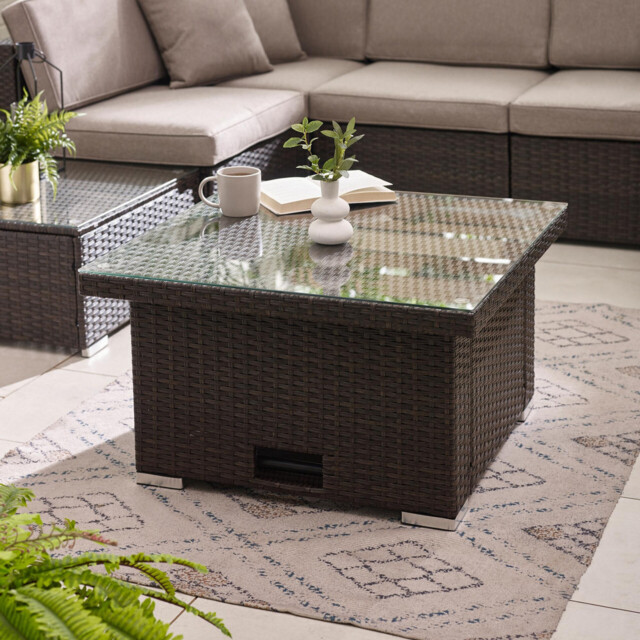 Orlando Brown Rattan Rising Garden Coffee to Dining Table - image 1