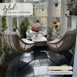 Furniturebox Tahiti Beige Garden Chair with Footstool, Rattan in Beige/Cream - Size: 71x92x78 cm - thumbnail 7