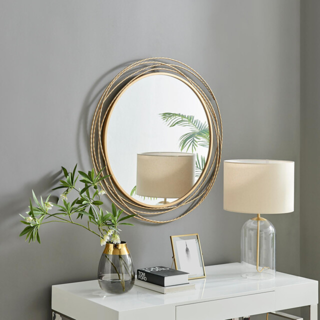 Saskia Gold Round Wall Mirror - image 1