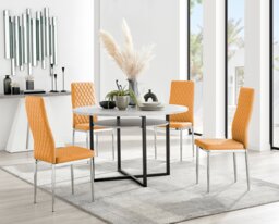 Adley Grey Concrete Effect Storage Dining Table & 4 Milan Chrome Leg Chairs - thumbnail 1
