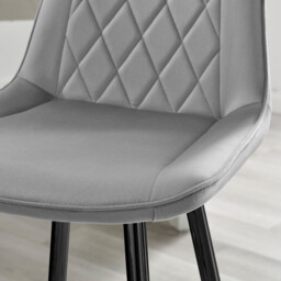 2x Pesaro Grey Velvet Bar Stools Black Legs - thumbnail 3