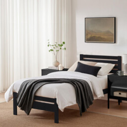 Declan Dark Grey Solid Pine Single Bed Frame