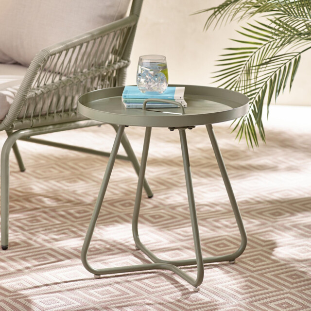 Lyon Green Metal Garden Round Side Table - image 1