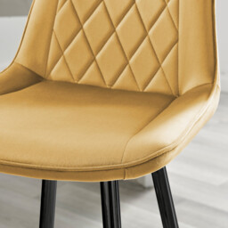 2x Pesaro Mustard Yellow Velvet Counter Stools Black Legs - thumbnail 4