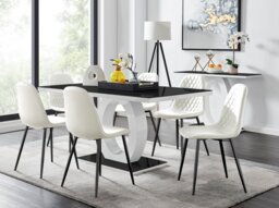 Giovani 6 Table & 6 Corona Black Leg Chairs - thumbnail 1