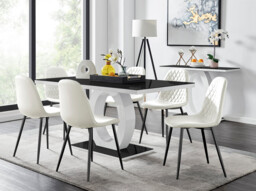 Giovani 6 Table & 6 Corona Black Leg Chairs - thumbnail 4