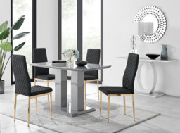 Imperia 4 Grey Dining Table and 4 Gold Leg Milan Chairs - thumbnail 3