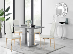 Imperia 4 Grey Dining Table and 4 Gold Leg Milan Chairs - thumbnail 2