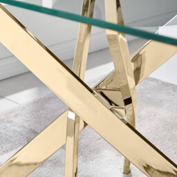 Leonardo Rectangular Glass and Gold Metal 4 Seater Dining Table - thumbnail 4