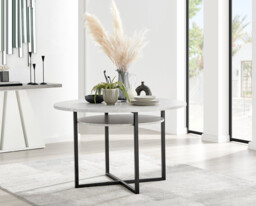 Adley Grey Concrete Effect Storage Dining Table & 4 Velvet Milan Black Leg Chairs - thumbnail 3