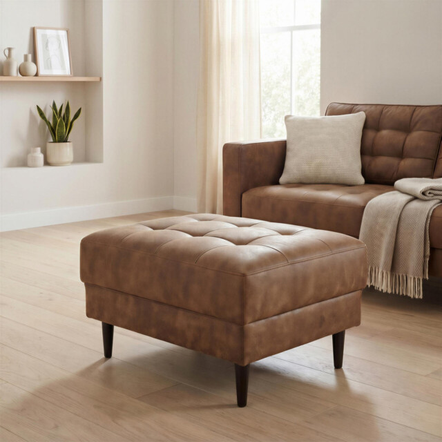 Jolene Tan Faux Leather Footstool - image 1