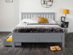 Azure Grey Solid Pine Double Bed Frame + 2 Drawers - thumbnail 3