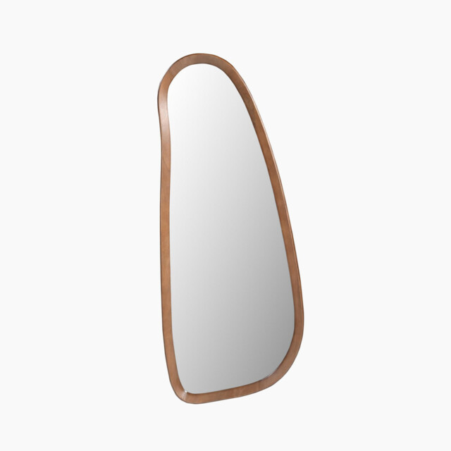 Yomi Walnut Wood Large 120x50cm Pebble Wall Mirror - image 1