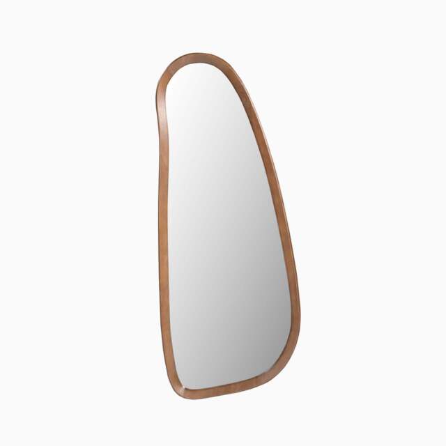 Furniturebox Yomi Wood Large Pebble Wall, Mirror in Walnut - Size: 50x120x4 cm - image 1