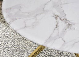 Novara Round White Marble Glass and Gold Coffee Table - thumbnail 3