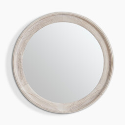 Rebecca Oak Wood Medium 80x80cm Round Wall Mirror - thumbnail 3