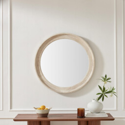 Rebecca Oak Wood Medium 80x80cm Round Wall Mirror - thumbnail 2
