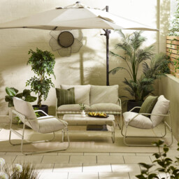 Syros Cream Metal & Fabric 4 Seat Garden Sofa Set - thumbnail 2