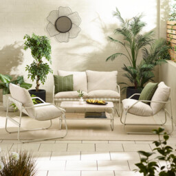 Syros Cream Metal & Fabric 4 Seat Garden Sofa Set - thumbnail 3