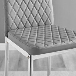 2x Milan Grey Faux Leather Counter Stools Silver Legs - thumbnail 4
