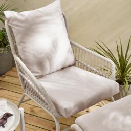 Furniturebox Lyon Garden Chair with Footstool & Side Table, Metal in Cream - Size: 65x84x77 cm - thumbnail 3