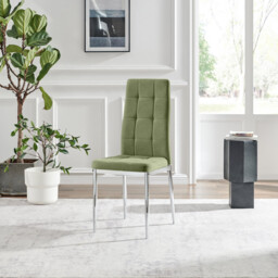 2x Paloma Green Fabric Dining Chairs Silver Legs - thumbnail 3