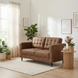 Jolene Tan Faux Leather 2 Seater Sofa - thumbnail 1