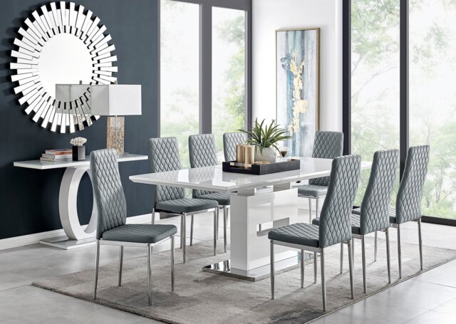 Arezzo Large Extending Dining Table and 8 Milan Chairs - image 1