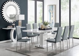 Arezzo Large Extending Dining Table and 8 Milan Chairs - thumbnail 1