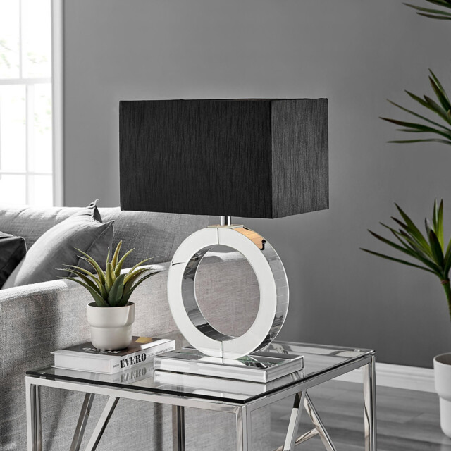 Chloe Mirror and Black Halo Table Lamp - image 1