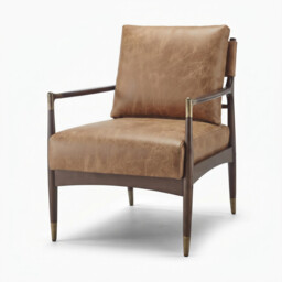 Delia Tan Faux Leather Mid Century Modern Accent Chair - thumbnail 3