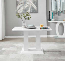 Imperia 4 White Dining Table and 4 Velvet Milan Black Leg Chairs - thumbnail 3