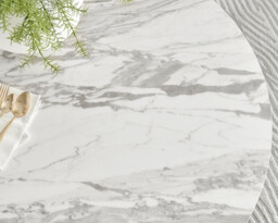 Novara Round White Marble Effect and Black Metal 4 Seater Dining Table - thumbnail 3