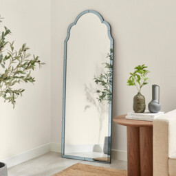 Opaline Smoked Blue - Grey Ornate Full Length Arch Wall Mirror - thumbnail 1