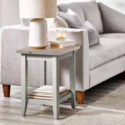 Eden Rectangular Whitewashed & Light Grey Wooden Side Table - thumbnail 2