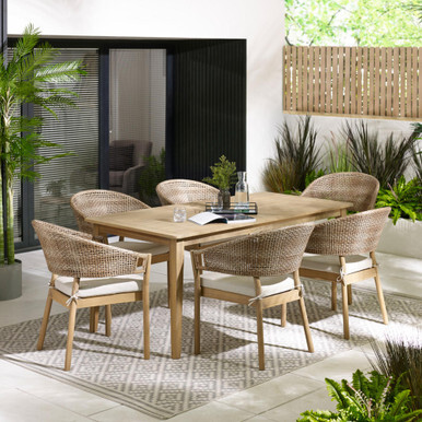 Asa Wood & Wicker 6 Seat Garden Dining Set - image 1