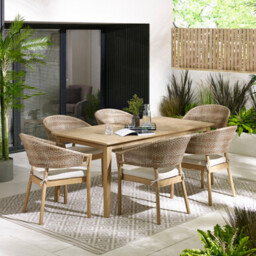 Asa Wood & Wicker 6 Seat Garden Dining Set