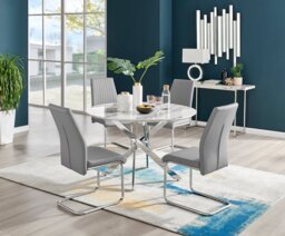 Novara White Marble 120cm Round Dining Table & 4 Lorenzo Chairs - thumbnail 1