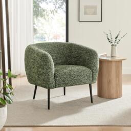 Furniturebox Veda Green Fabric Accent Tub Chair, Polyester in Green/Black - Size: 70.5x72x79.5 cm