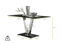 Florini V Black Dining Table and 6 Pesaro Gold Leg Chairs - thumbnail 2