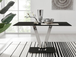 Florini V Black Dining Table and 6 Pesaro Gold Leg Chairs - thumbnail 4