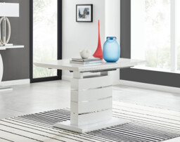 Renato 120cm High Gloss Extending Dining Table and 4 Corona Silver Leg Chairs - thumbnail 3
