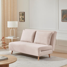 Bobby Pale Pink Velvet Double Folding Sofa Bed