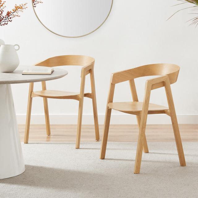 2x Masa Solid Oak and Veneer Wood Dining Chairs - image 1