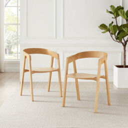 2x Masa Solid Oak and Veneer Wood Dining Chairs - thumbnail 2