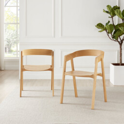 2x Masa Solid Oak and Veneer Wood Dining Chairs - thumbnail 3